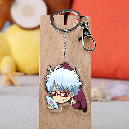 銀魂阪田銀時神樂新八定春神威十四沖田總悟桂伊麗莎白立牌鑰匙扣掛飾【單買三件起送】