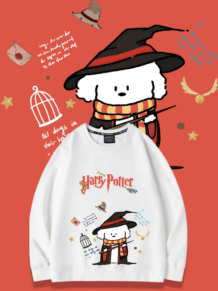 線條小狗2023親子情侶裝 圓領長袖