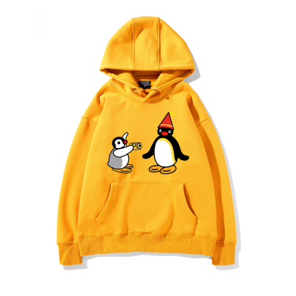 企鵝家族PINGU 聯名衛衣2024秋冬新款親子情侶裝薄絨款連帽衛衣