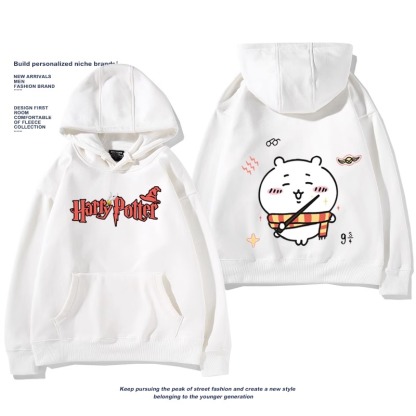 Chiikawa聯名衛衣2024秋冬新款親子情侶裝薄絨款連帽衛衣