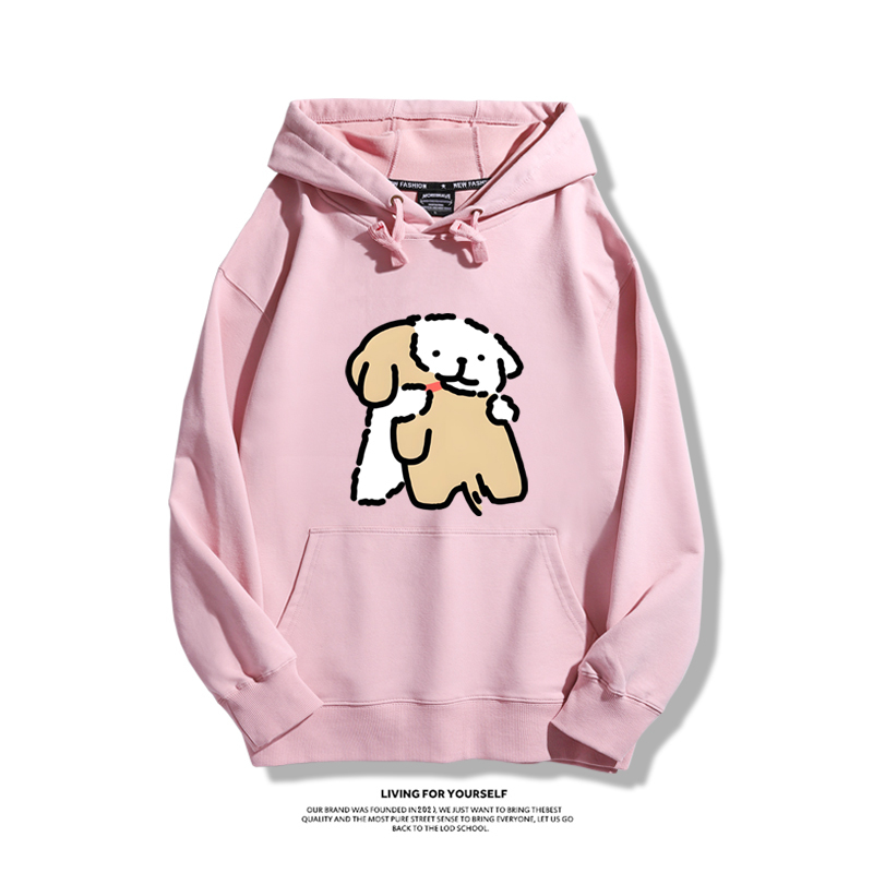 線條小狗聯名衛衣2023秋冬新款親子情侶裝薄絨款連帽衛衣