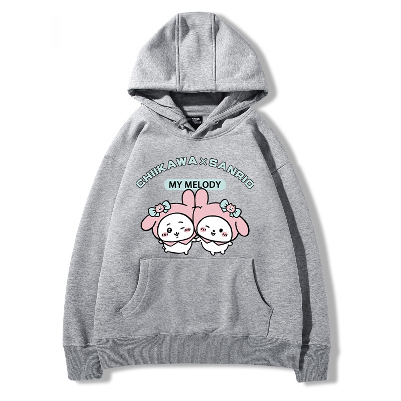 chiikawa吉伊卡哇聯名三麗歐 2024秋冬新款親子情侶裝薄絨款連帽衛衣