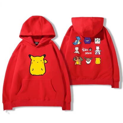 寶可夢聯名衛衣2024秋冬新款親子情侶裝薄絨款連帽衛衣