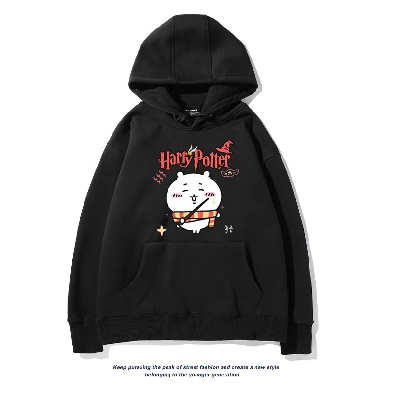 Chiikawa聯名衛衣2024秋冬新款親子情侶裝薄絨款連帽衛衣