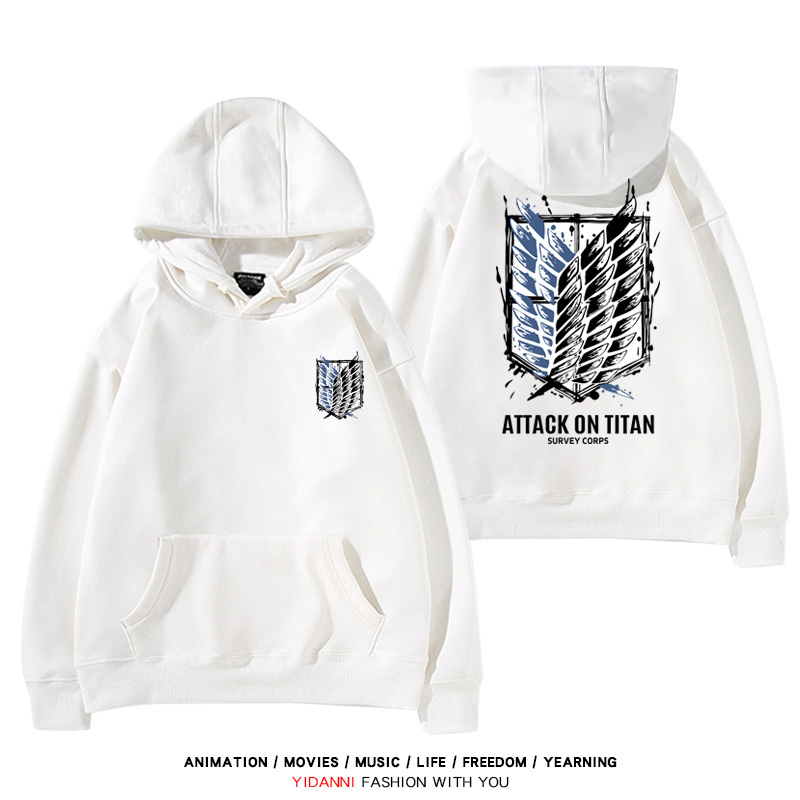 進擊的巨人2024秋冬新款親子情侶裝薄絨款連帽衛衣