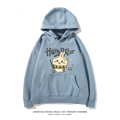 Chiikawa聯名衛衣2024秋冬新款親子情侶裝薄絨款連帽衛衣