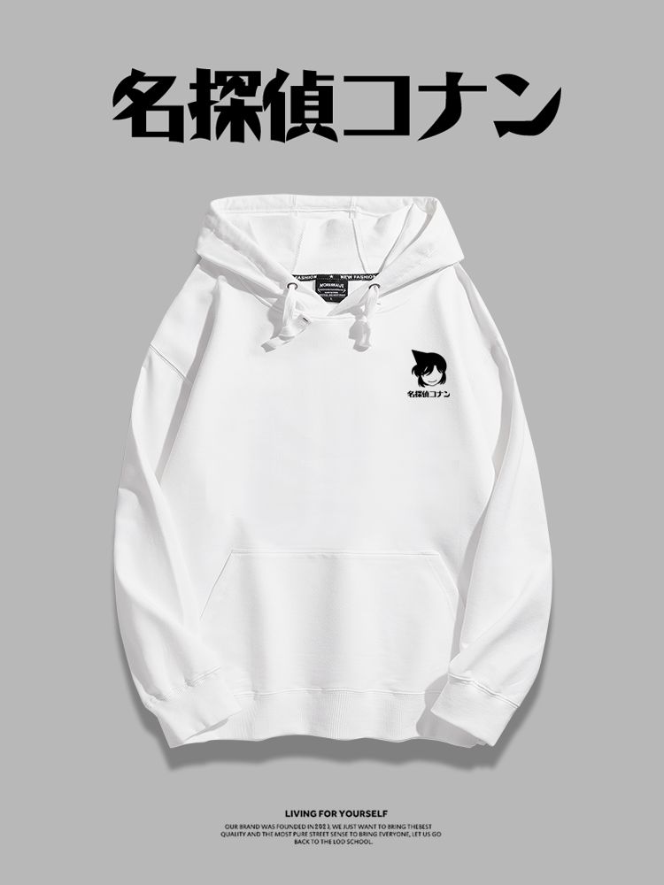 名偵探柯南聯名衛衣2023秋冬新款親子情侶裝薄絨款連帽衛衣