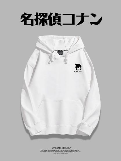 名偵探柯南聯名衛衣2023秋冬新款親子情侶裝薄絨款連帽衛衣