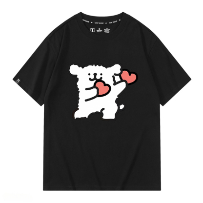 線條小狗 2024親子情侶男女同款 純棉T恤