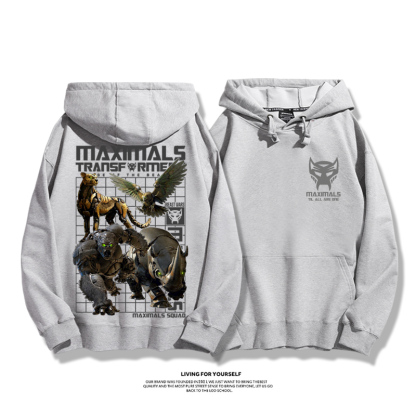 變形金剛7聯名衛衣2023秋冬新款親子情侶裝薄絨款連帽衛衣