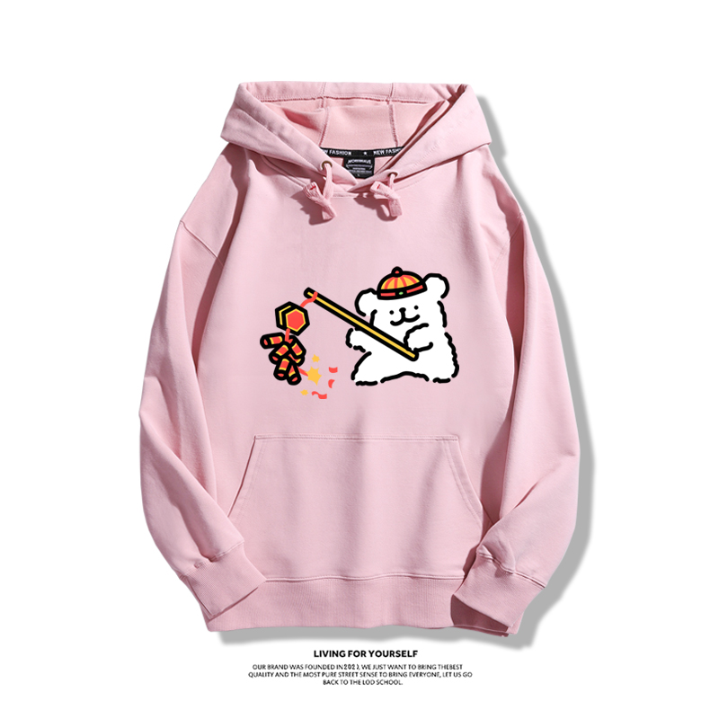 線條小狗聯名衛衣2023秋冬新款親子情侶裝薄絨款連帽衛衣