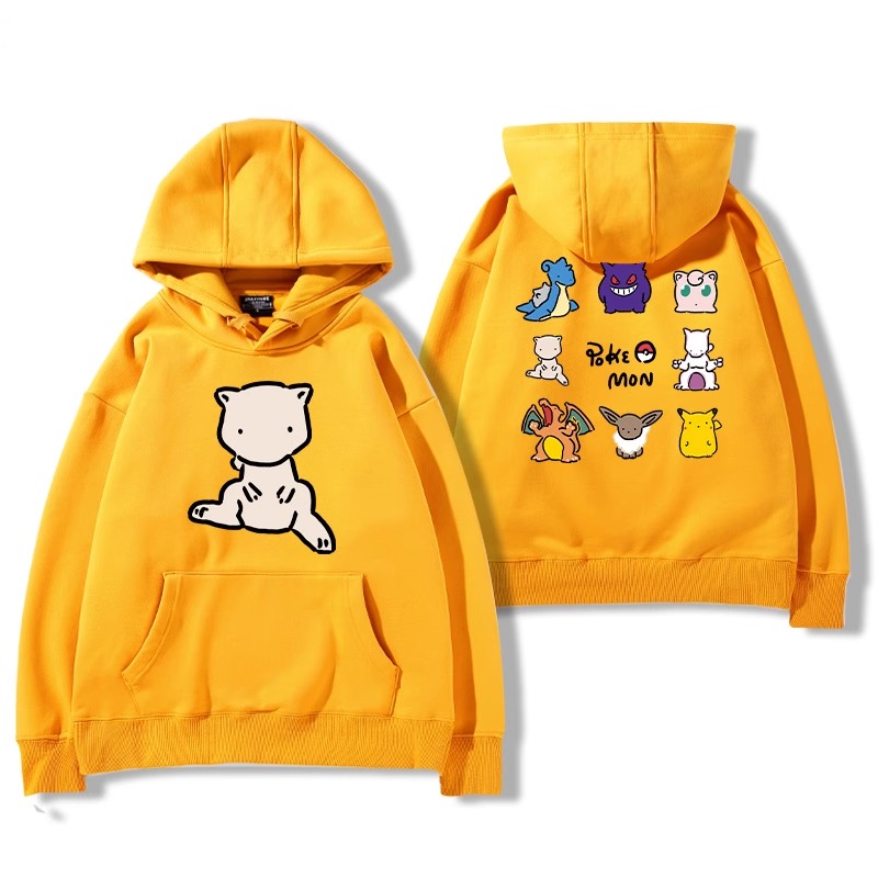 寶可夢聯名衛衣2024秋冬新款親子情侶裝薄絨款連帽衛衣