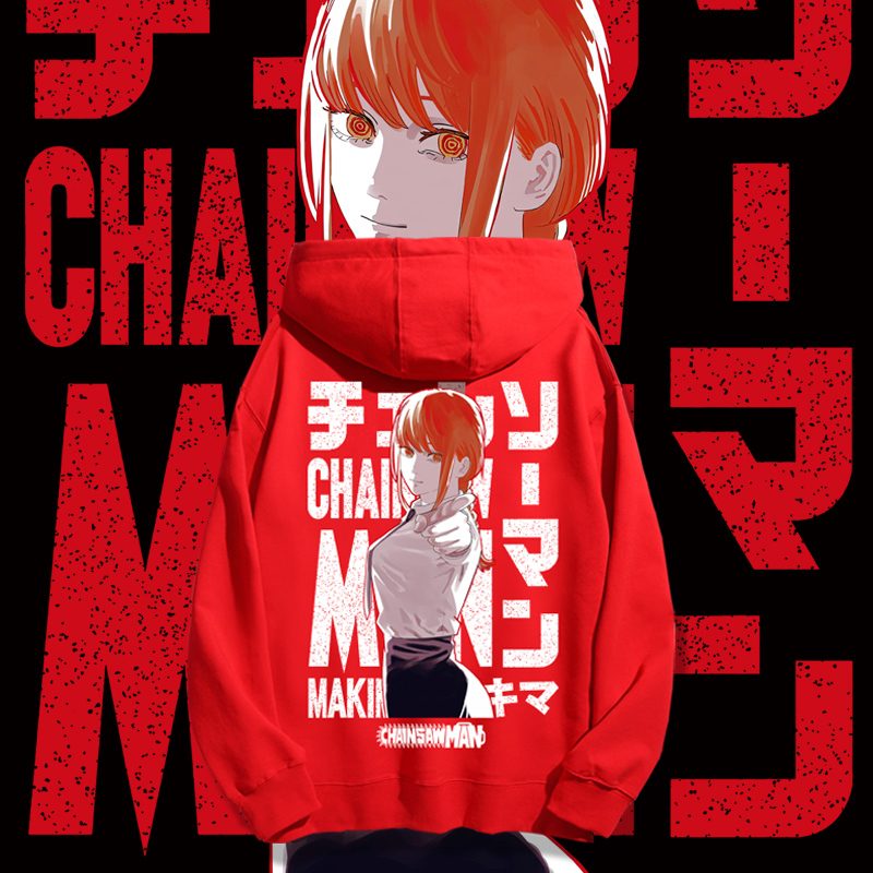 鏈鋸人聯名衛衣2023秋冬新款親子情侶裝薄絨款連帽衛衣