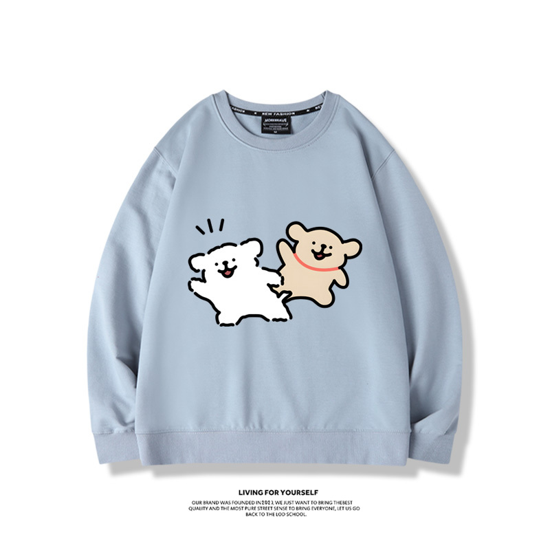 線條小狗2023親子情侶裝 圓領長袖