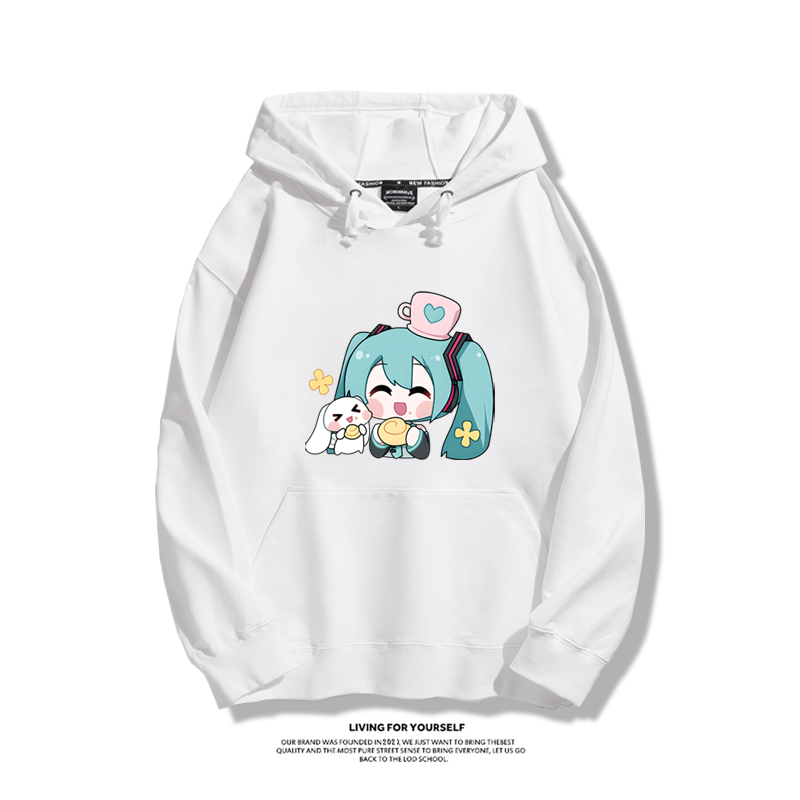 初音未來聯名衛衣2024秋冬新款親子情侶裝薄絨款連帽衛衣