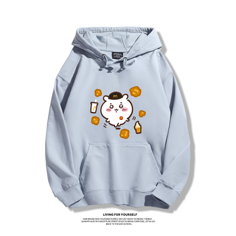 吉伊卡哇chiikawa聯名衛衣2024秋冬新款親子情侶裝薄絨款連帽衛衣