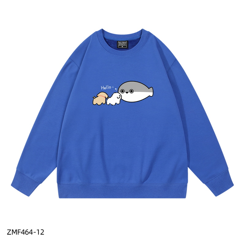 線條小狗X薩卡班聯名衛衣2024秋冬新款親子情侶裝薄絨款連帽衛衣