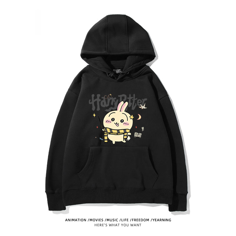 Chiikawa聯名衛衣2024秋冬新款親子情侶裝薄絨款連帽衛衣