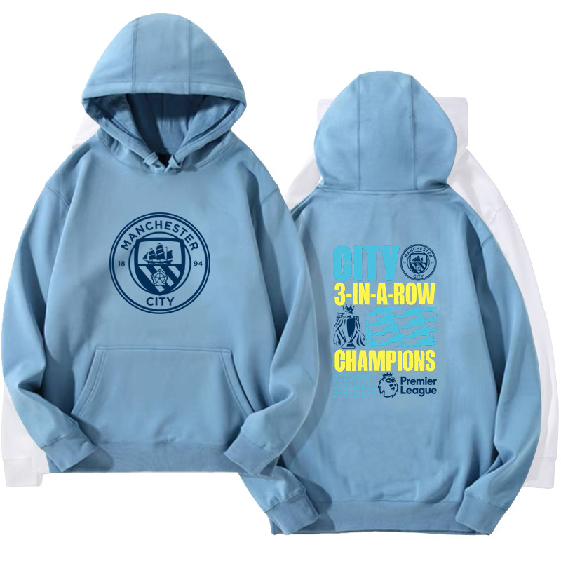 24-25賽季曼城主場球衣17號德布勞內9號哈蘭德 足球球迷 寬鬆百搭 秋冬款 寬鬆連帽衛衣