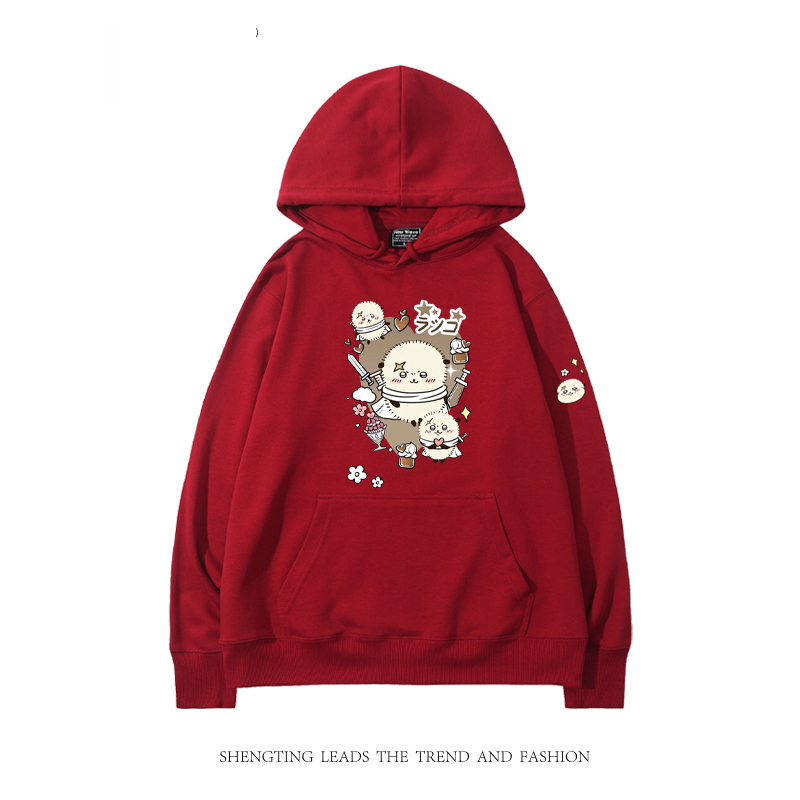 chiikawa 2024秋冬新款親子情侶裝薄絨款連帽衛衣