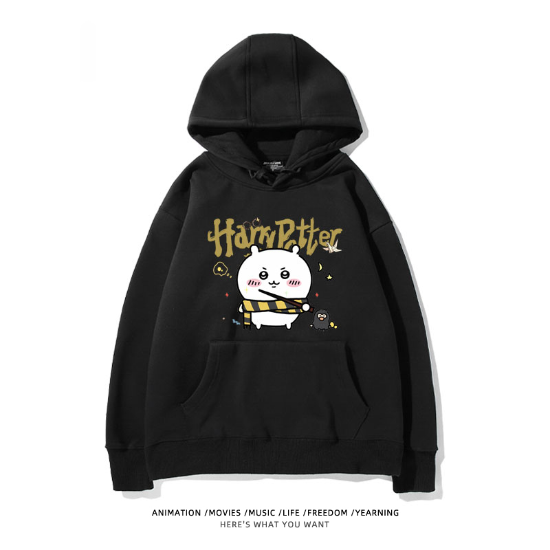 Chiikawa聯名衛衣2024秋冬新款親子情侶裝薄絨款連帽衛衣