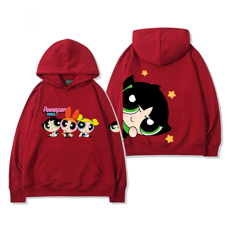 飛天小女警 2024秋冬新款親子情侶裝薄絨款連帽衛衣