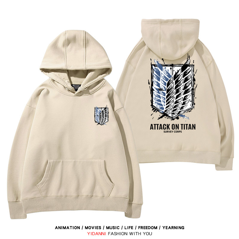 進擊的巨人2024秋冬新款親子情侶裝薄絨款連帽衛衣