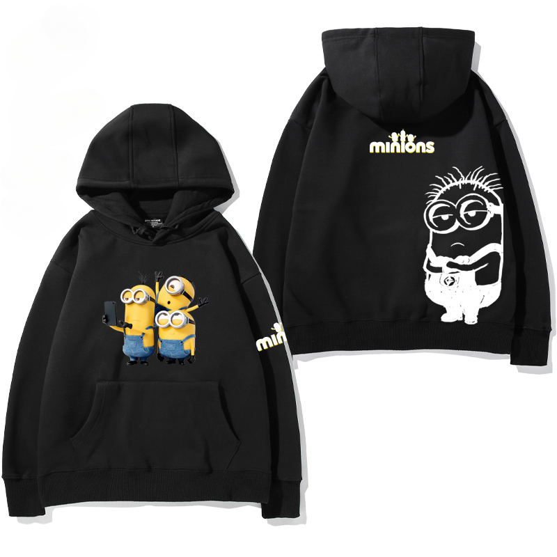 小黃人 聯名衛衣2024秋冬新款親子情侶裝薄絨款連帽衛衣