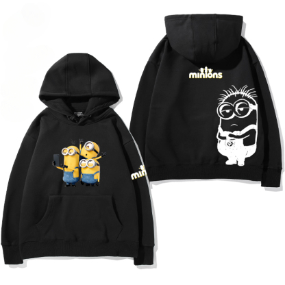 小黃人 聯名衛衣2024秋冬新款親子情侶裝薄絨款連帽衛衣