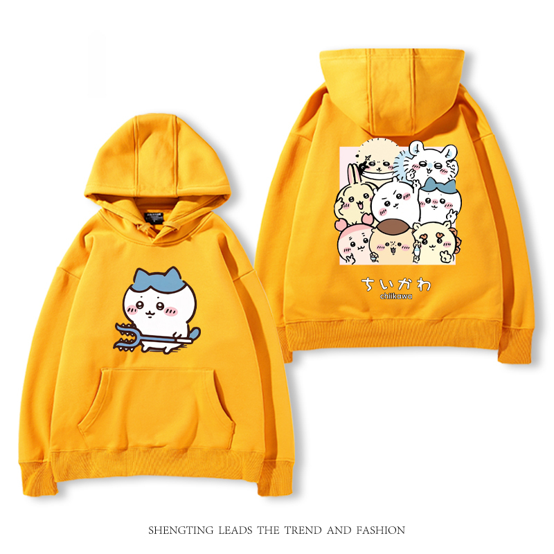 chiikawa 2024秋冬新款親子情侶裝薄絨款連帽衛衣