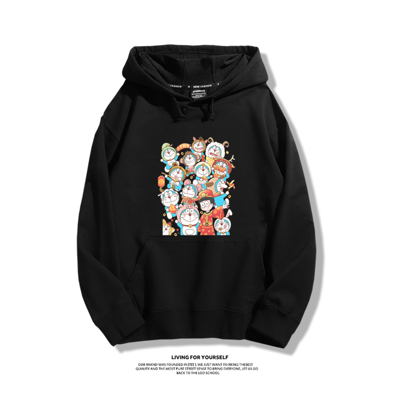 叮噹貓龍年聯名衛衣2024秋冬新款親子情侶裝薄絨款連帽衛衣