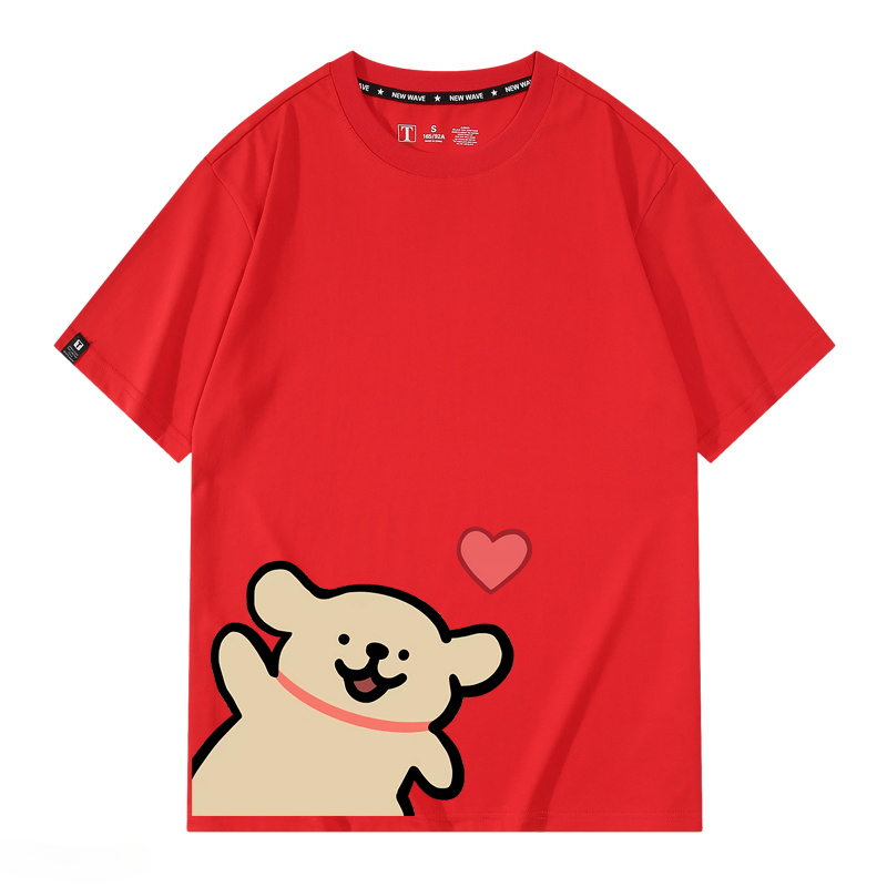 線條小狗 2024親子情侶男女同款 純棉T恤