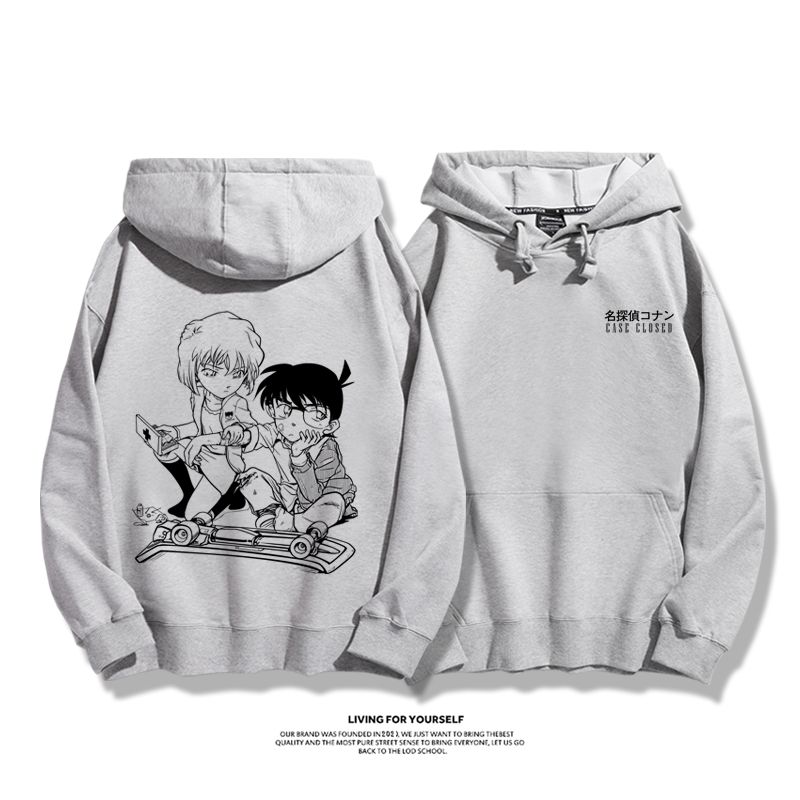 名偵探柯南聯名衛衣2023秋冬新款親子情侶裝薄絨款連帽衛衣