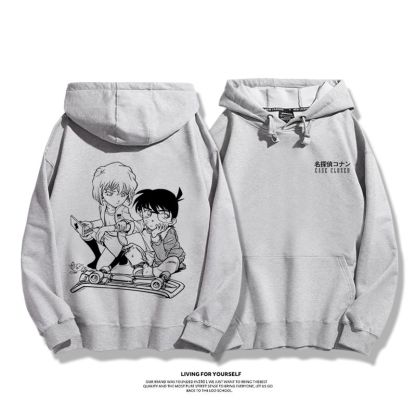 名偵探柯南聯名衛衣2023秋冬新款親子情侶裝薄絨款連帽衛衣