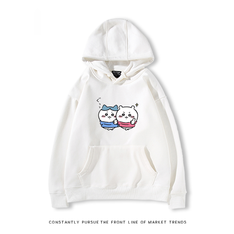 Chiikawa聯名衛衣2024秋冬新款親子情侶裝薄絨款連帽衛衣