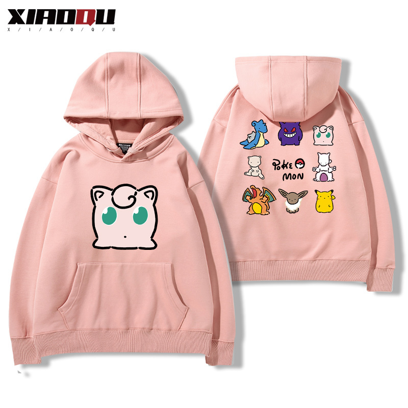 寶可夢聯名衛衣2024秋冬新款親子情侶裝薄絨款連帽衛衣