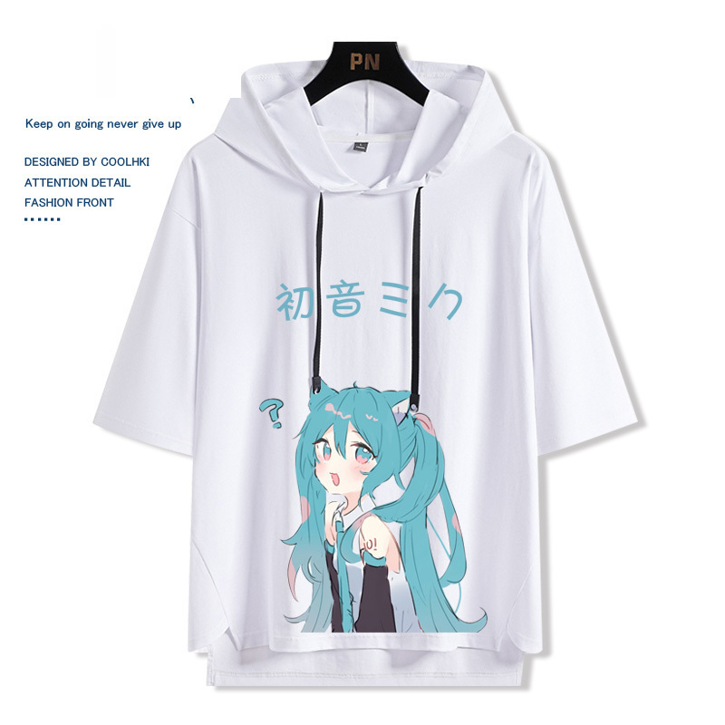 初音動漫未來miku 連帽短袖t恤