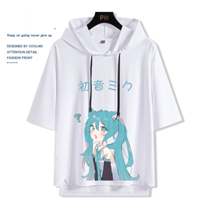 初音動漫未來miku 連帽短袖t恤