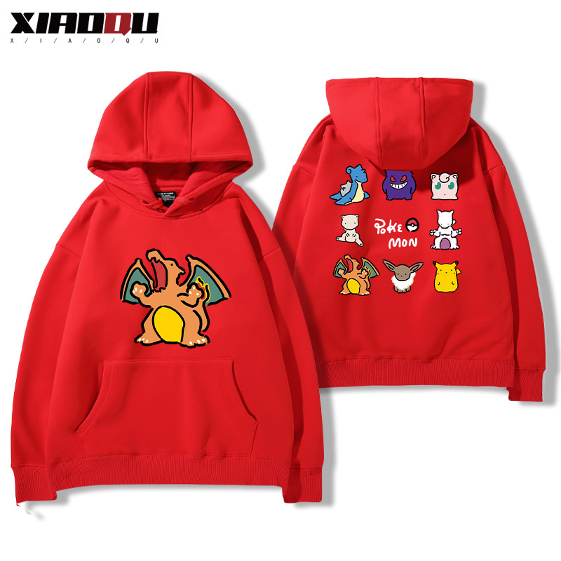 寶可夢聯名衛衣2024秋冬新款親子情侶裝薄絨款連帽衛衣