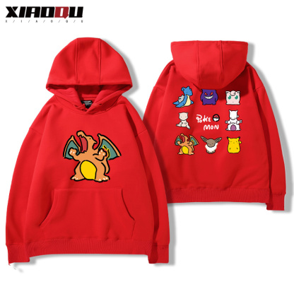 寶可夢聯名衛衣2024秋冬新款親子情侶裝薄絨款連帽衛衣