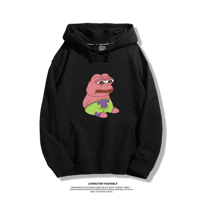 派大星聯名衛衣2024秋冬新款親子情侶裝薄絨款連帽衛衣