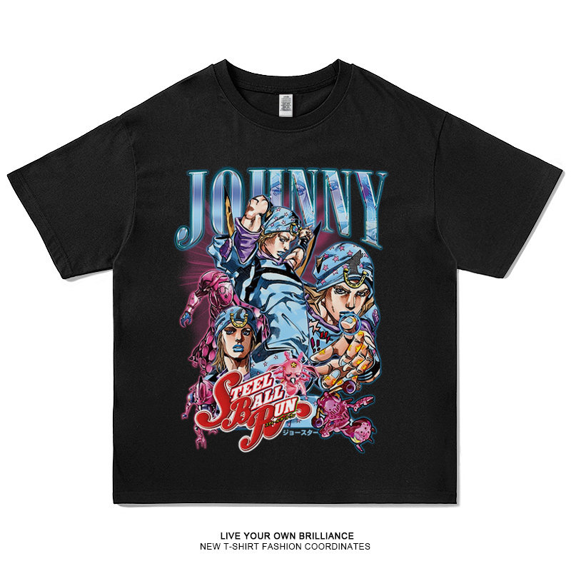 JOJO的奇妙冒險飆馬野郎喬達斯 水洗做舊  印花水洗短袖