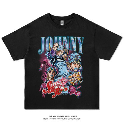 JOJO的奇妙冒險飆馬野郎喬達斯 水洗做舊  印花水洗短袖