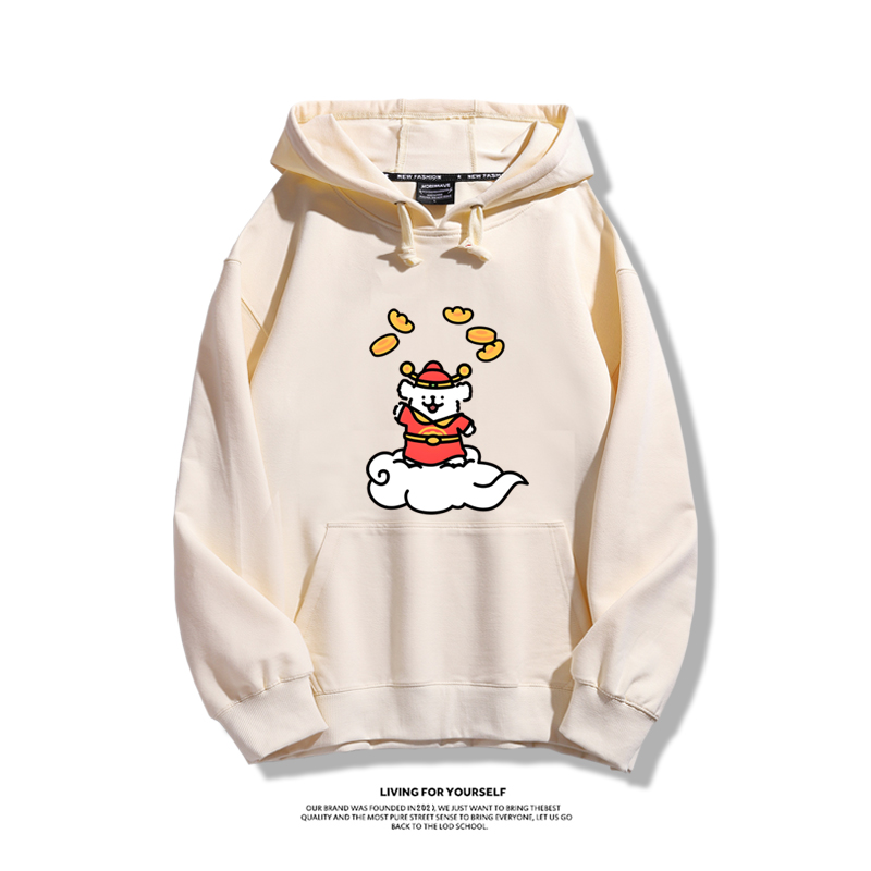 線條小狗聯名衛衣2023秋冬新款親子情侶裝薄絨款連帽衛衣