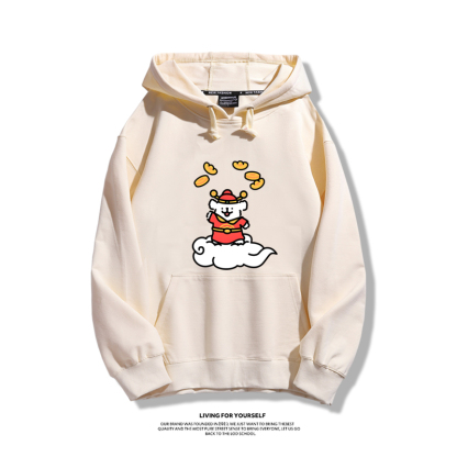 線條小狗聯名衛衣2023秋冬新款親子情侶裝薄絨款連帽衛衣