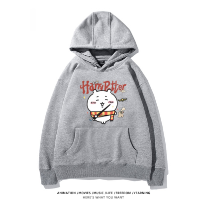 Chiikawa聯名衛衣2024秋冬新款親子情侶裝薄絨款連帽衛衣