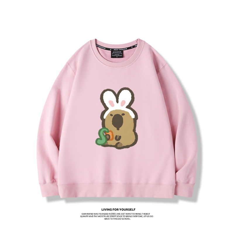 卡皮巴拉水豚2024親子情侶裝 圓領長袖