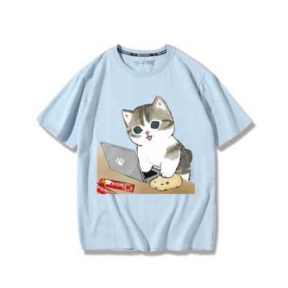 上班族貓咪2024親子情侶男女同款 純棉T恤
