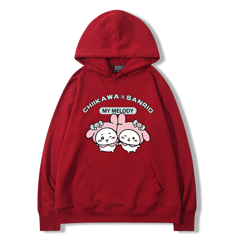 chiikawa吉伊卡哇聯名三麗歐 2024秋冬新款親子情侶裝薄絨款連帽衛衣