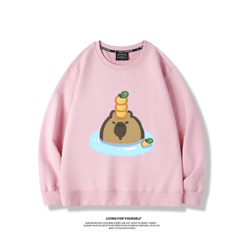 卡皮巴拉水豚2024親子情侶裝 圓領長袖